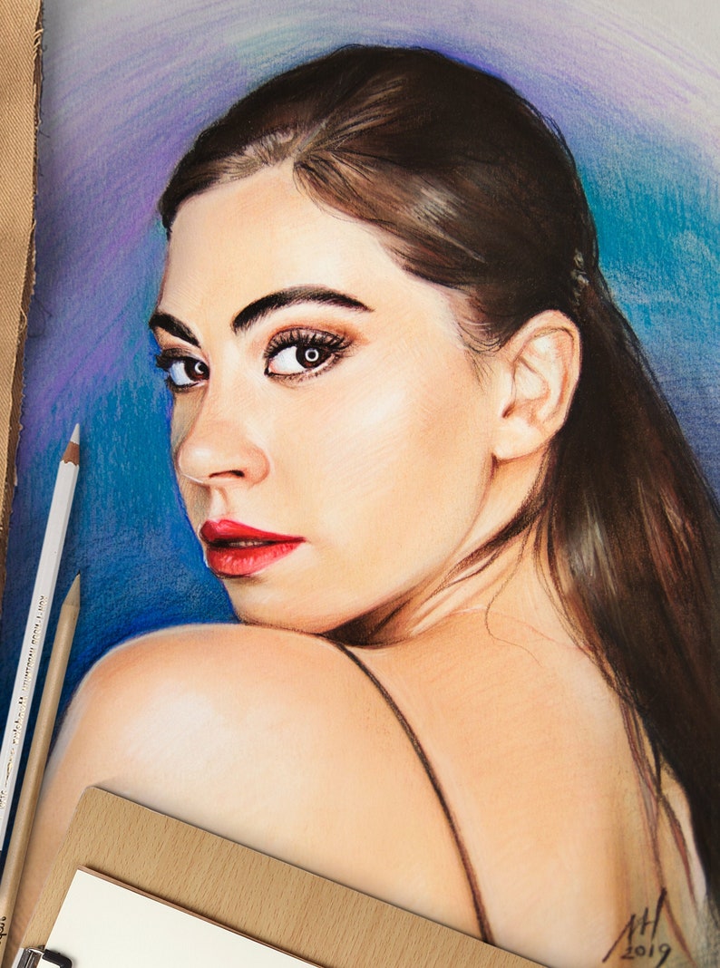 Custom Pastel Portrait: Hand-Drawn Colored Pencil Art