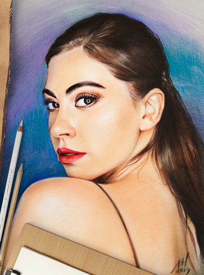 Custom Pastel Portrait: Hand-Drawn Colored Pencil Art