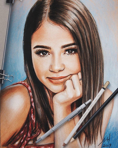 Custom Pastel Portrait: Hand-Drawn Colored Pencil Art