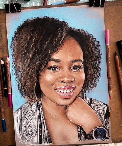 Custom Pastel Portrait: Hand-Drawn Colored Pencil Art