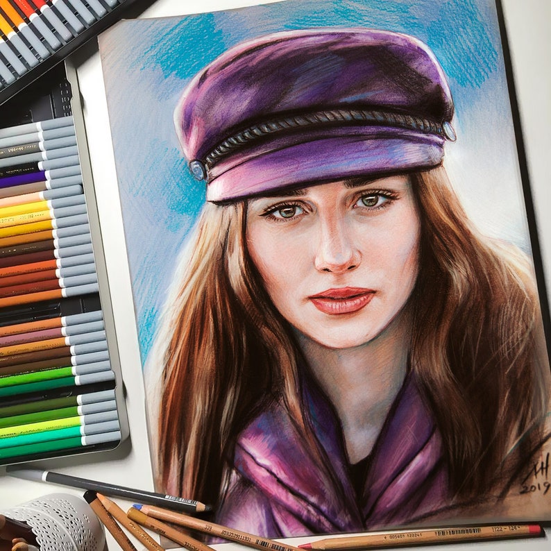 Custom Pastel Portrait: Hand-Drawn Colored Pencil Art