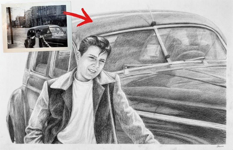 Hand-Drawn Portrait from Photo, Custom Pencil Sketch, Personalized Drawing, Realistic Art Commission, Unique Gift idea for Loved One
