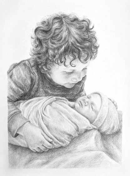 Hand-Drawn Portrait from Photo, Custom Pencil Sketch, Personalized Drawing, Realistic Art Commission, Unique Gift idea for Loved One